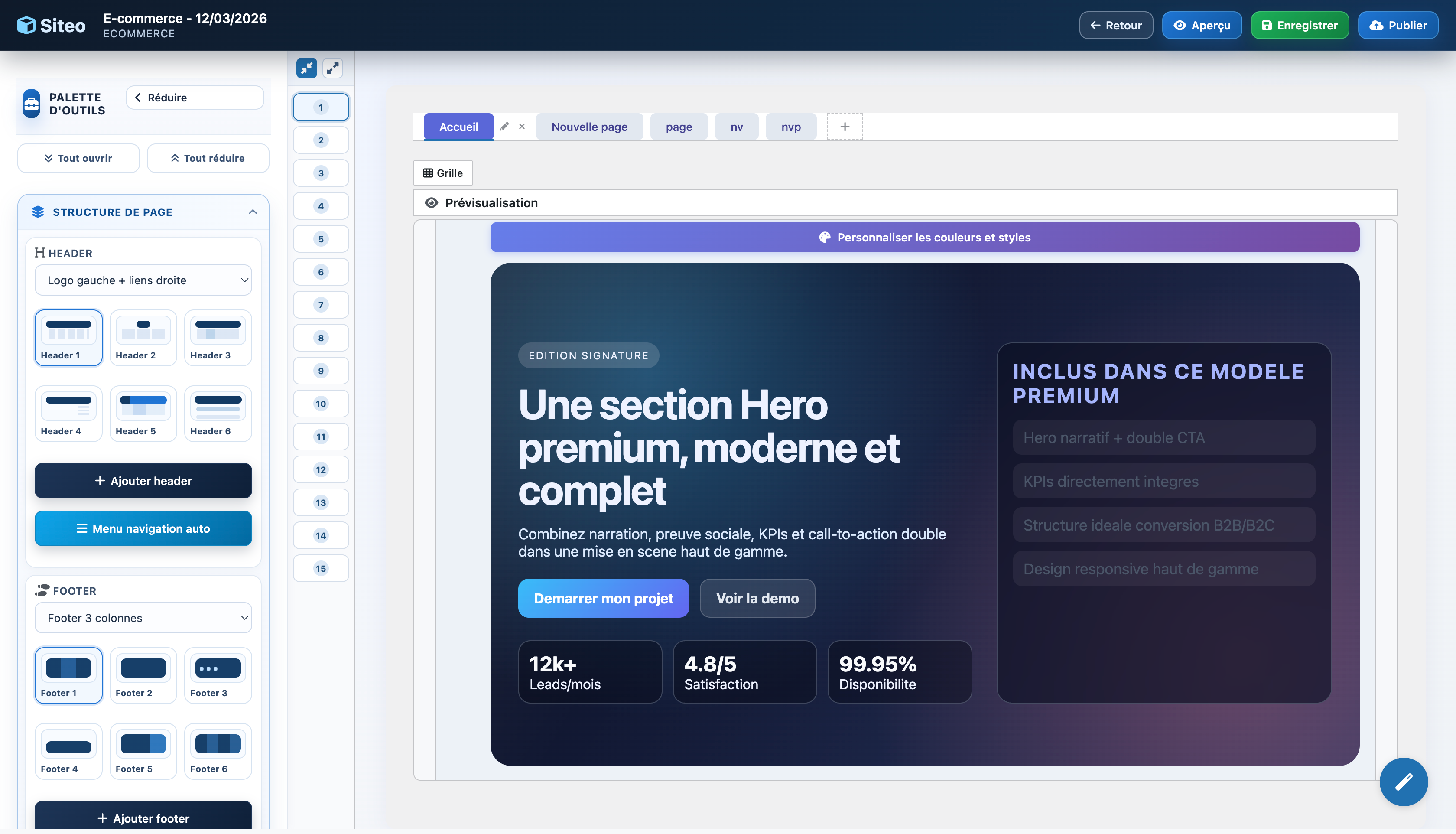 Interface Siteo Studio