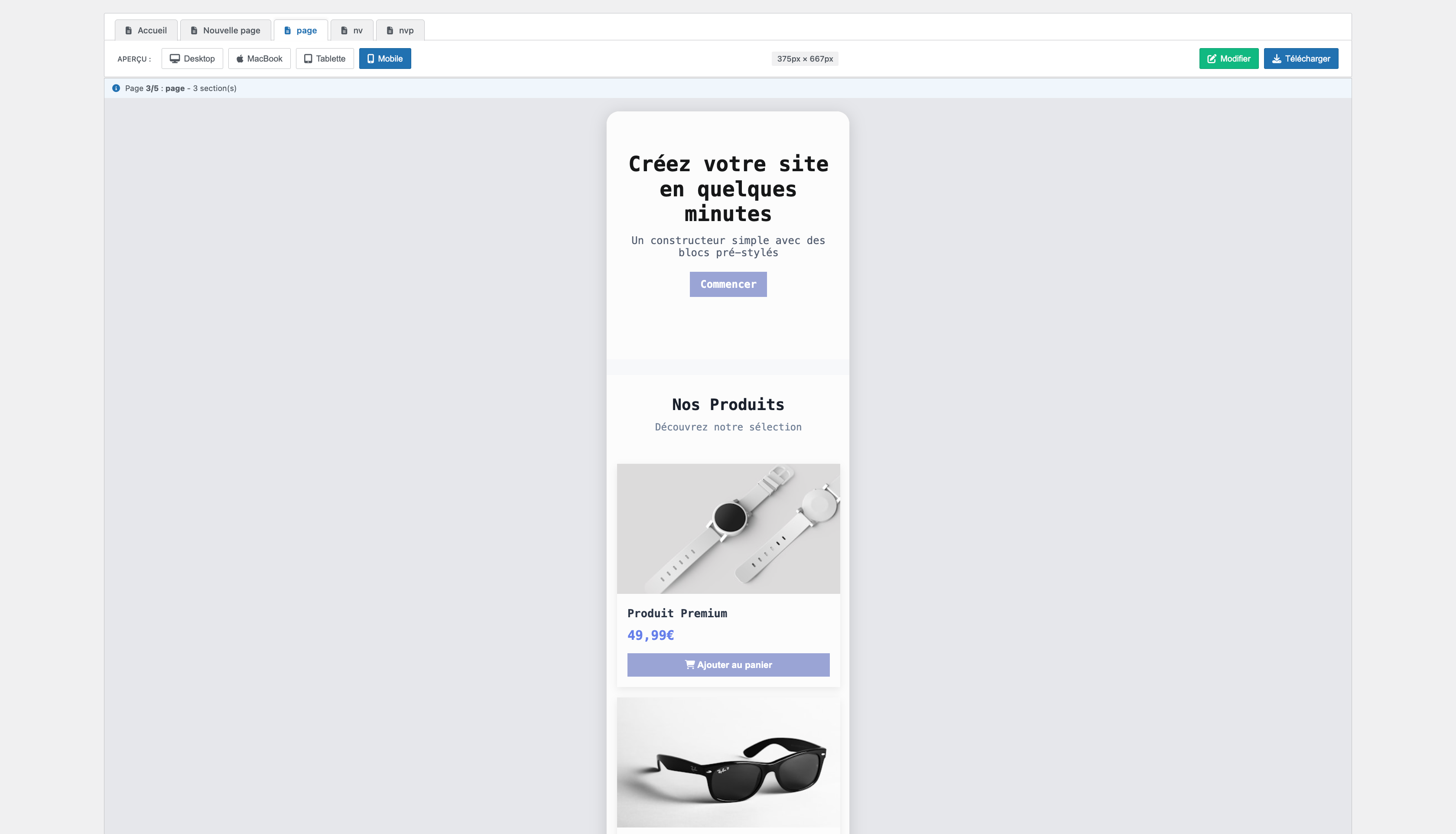 Siteo Creator Interface